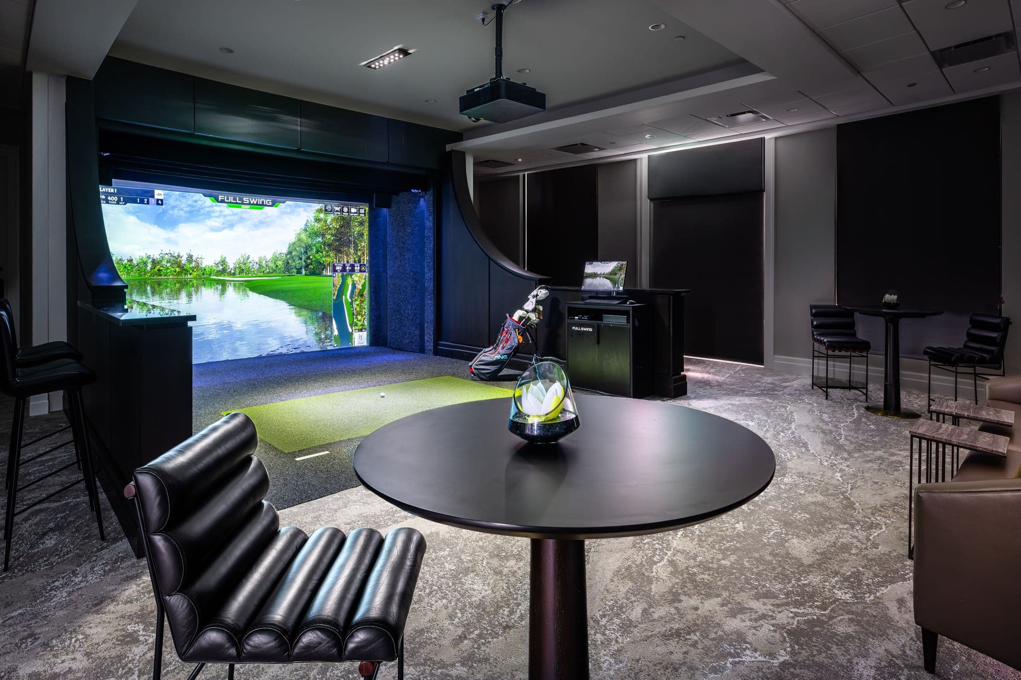 The golf simulator room